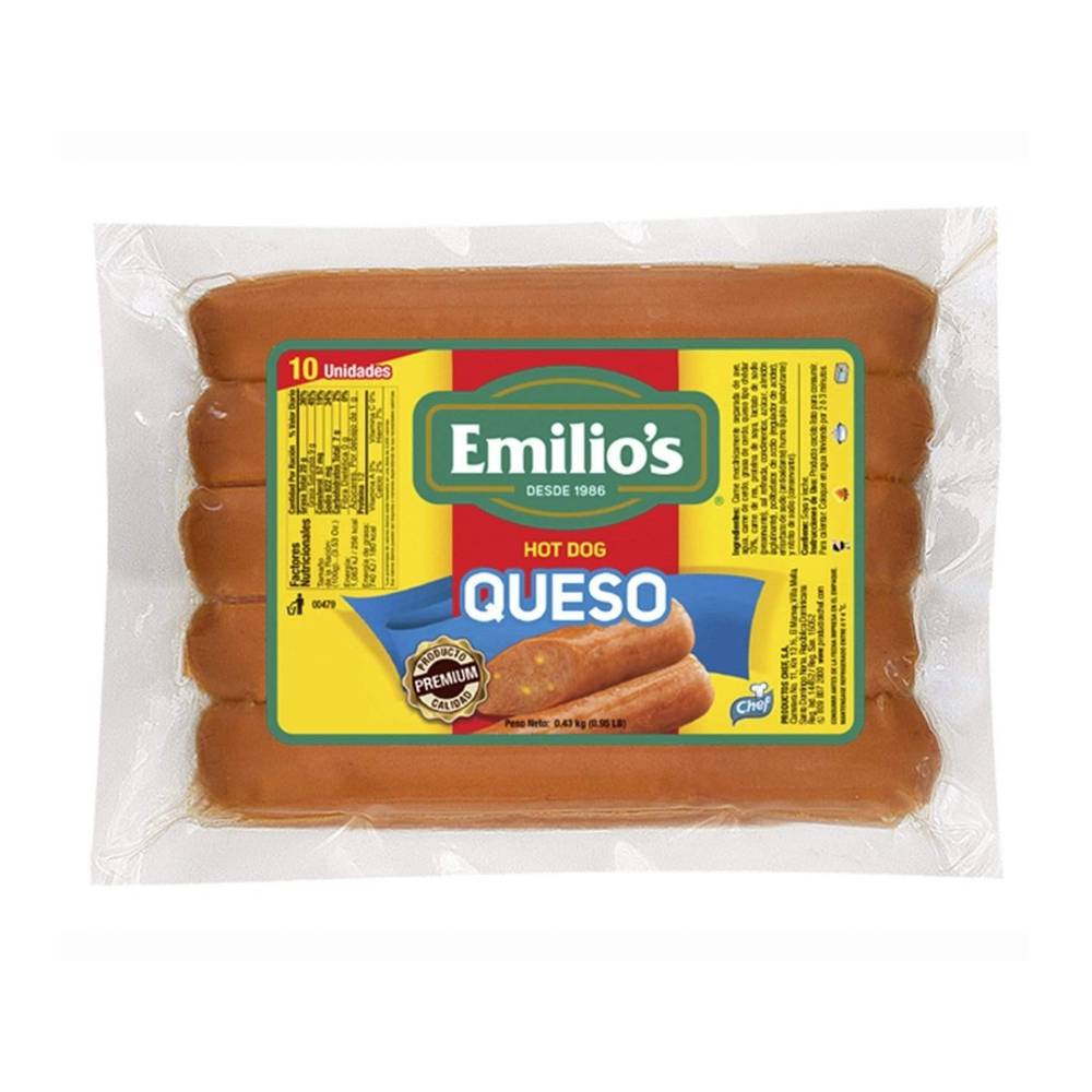 Salchichas Emilio´s Hot Dog Queso10 uds