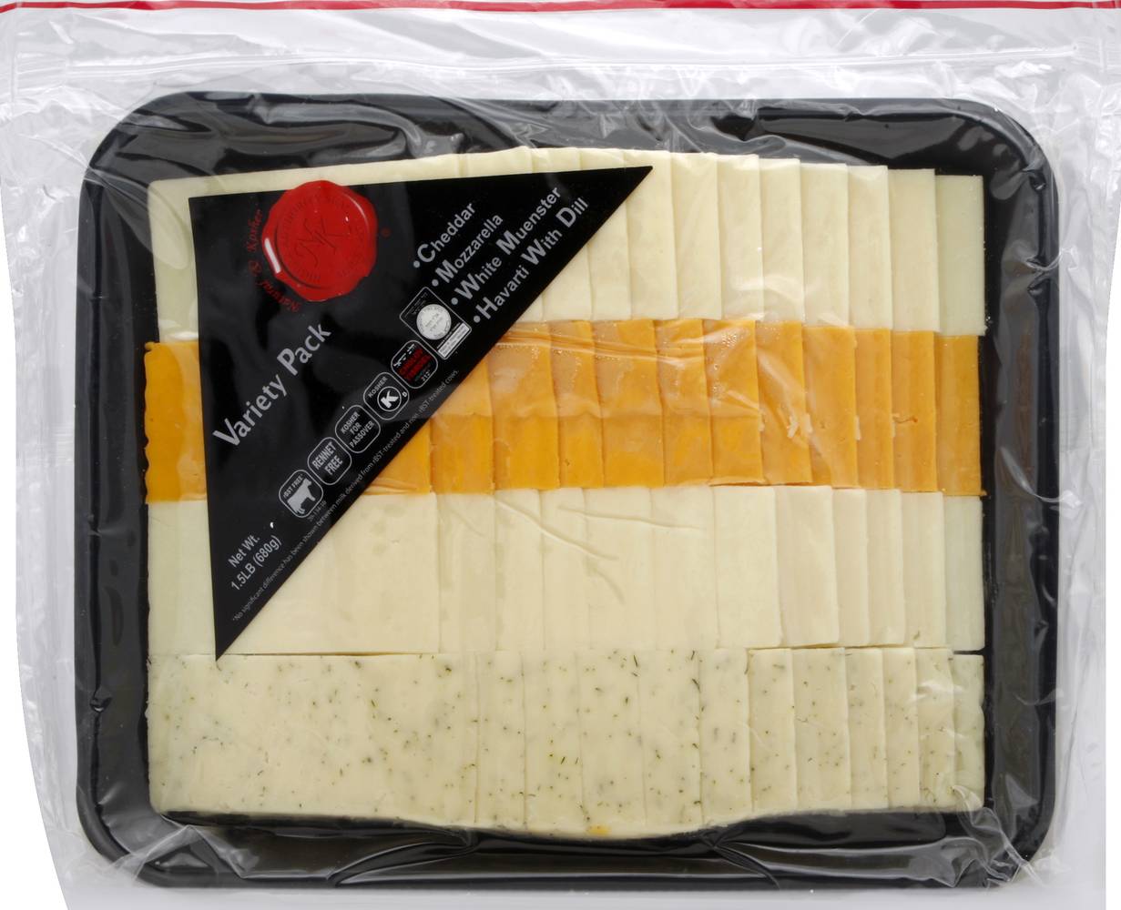 Natural & Kosher Variety pack Cheese, Pepper Jack, White Muenster, Mozzarella, Cheddar (1.5 lbs)