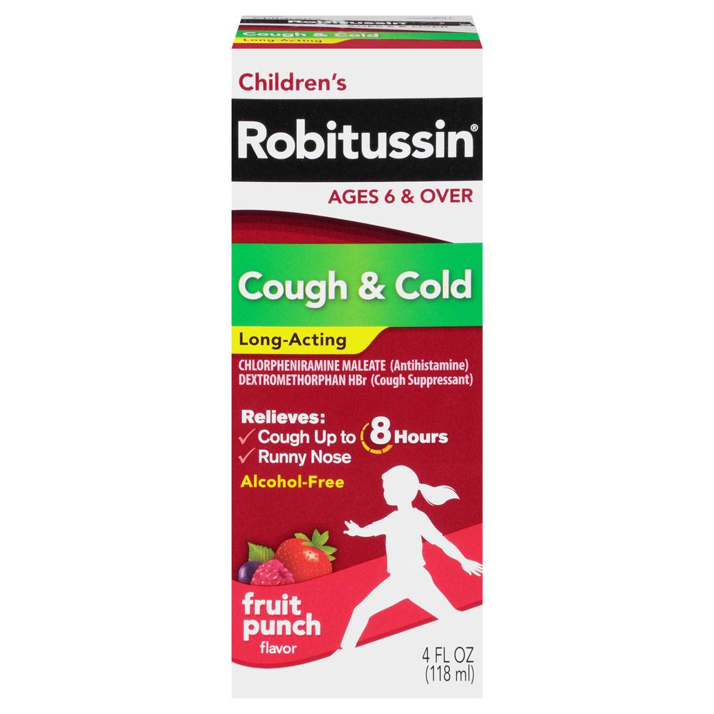 Robitussin Cough & Cold Long-Acting Liquid, Fruit Punch (4 fl oz)