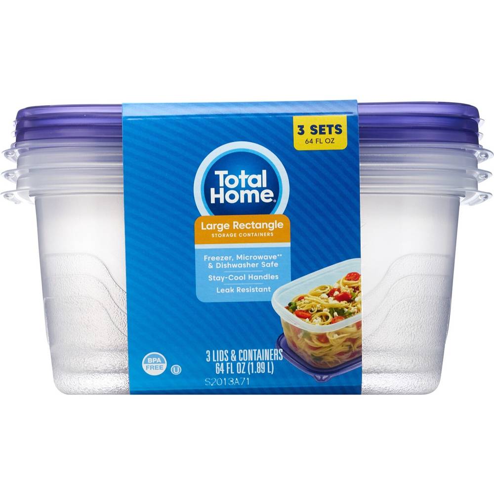 Total Home Deep Dish Storage Containers, 3 Ct