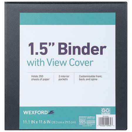 Wexford Binder With View Cover 1.5", 11.1"x11.6"