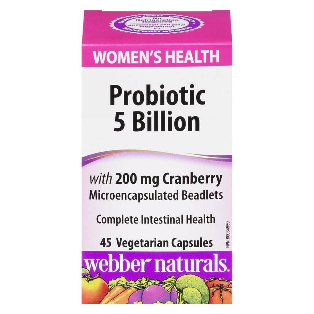 Webber Naturals Health Probiotic Vegetarian Capsules, Cranberry, Women (45 ct)