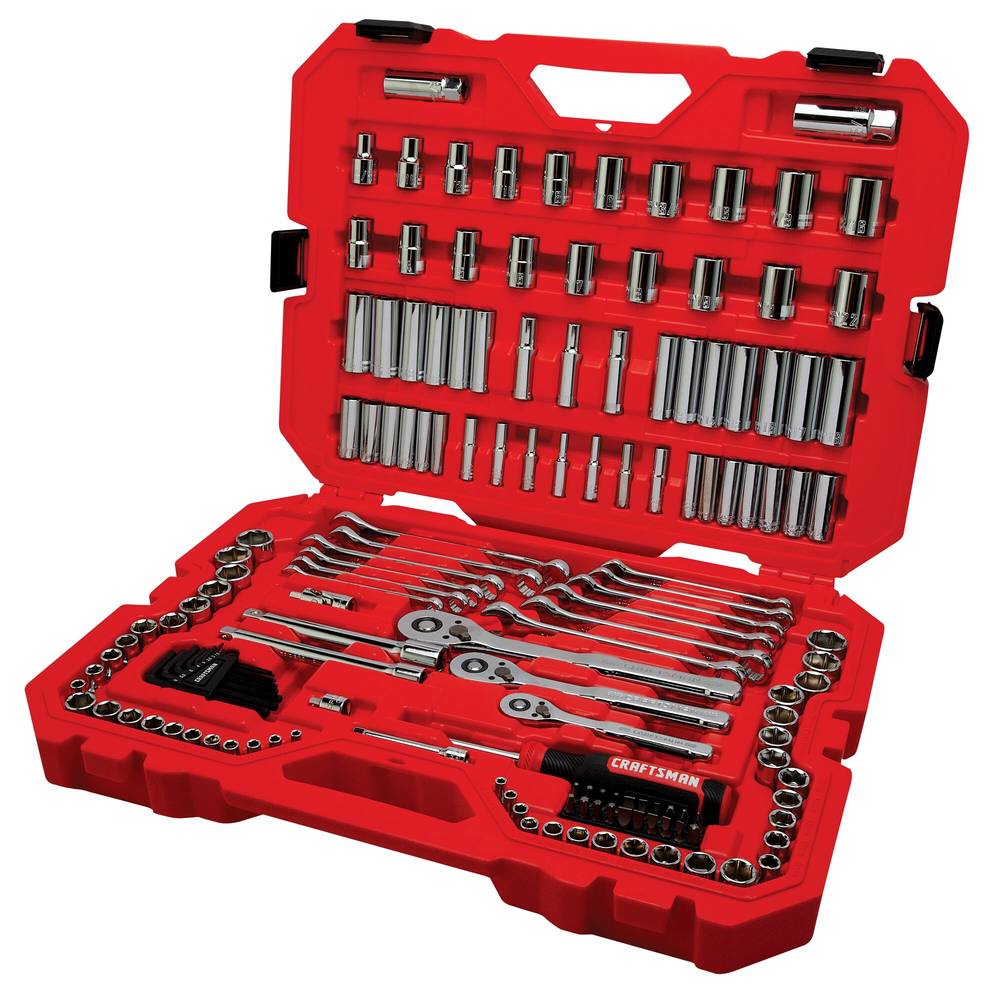 CRAFTSMAN 159-Piece Standard (SAE) and Metric Polished Chrome Mechanics Tool Set with Hard Case | CMMT12125L