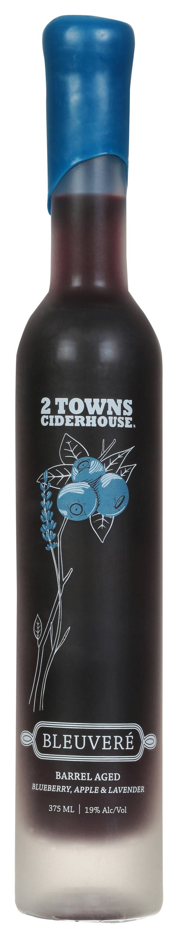 2 Towns Ciderhouse Barrel Aged Blueberry Apple Lavender Bluevere Wine, Blueberry-Apple (375 ml)