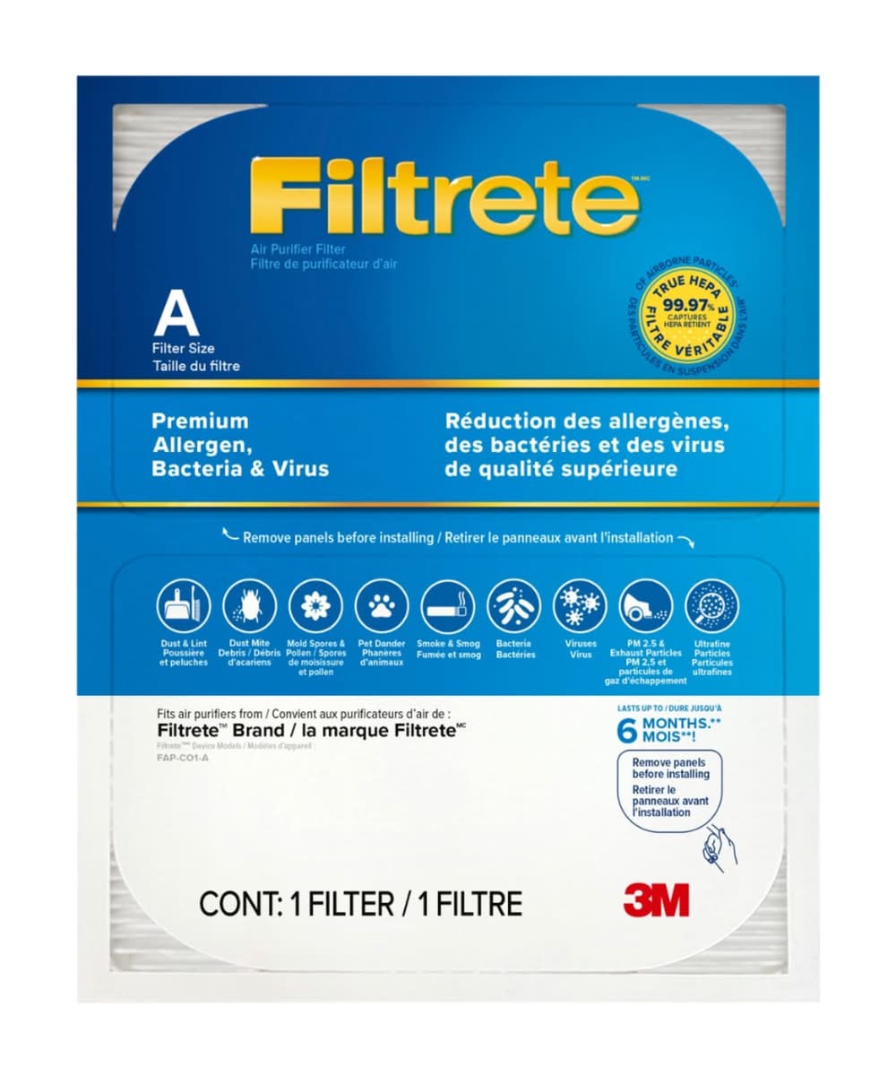 Filtrete Premium Allergen and Ultrafine Particles Size A True HEPA Air Purifier Filter