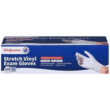 Walgreens Stretch Vinyl Exam Gloves (one size)(100 ct)