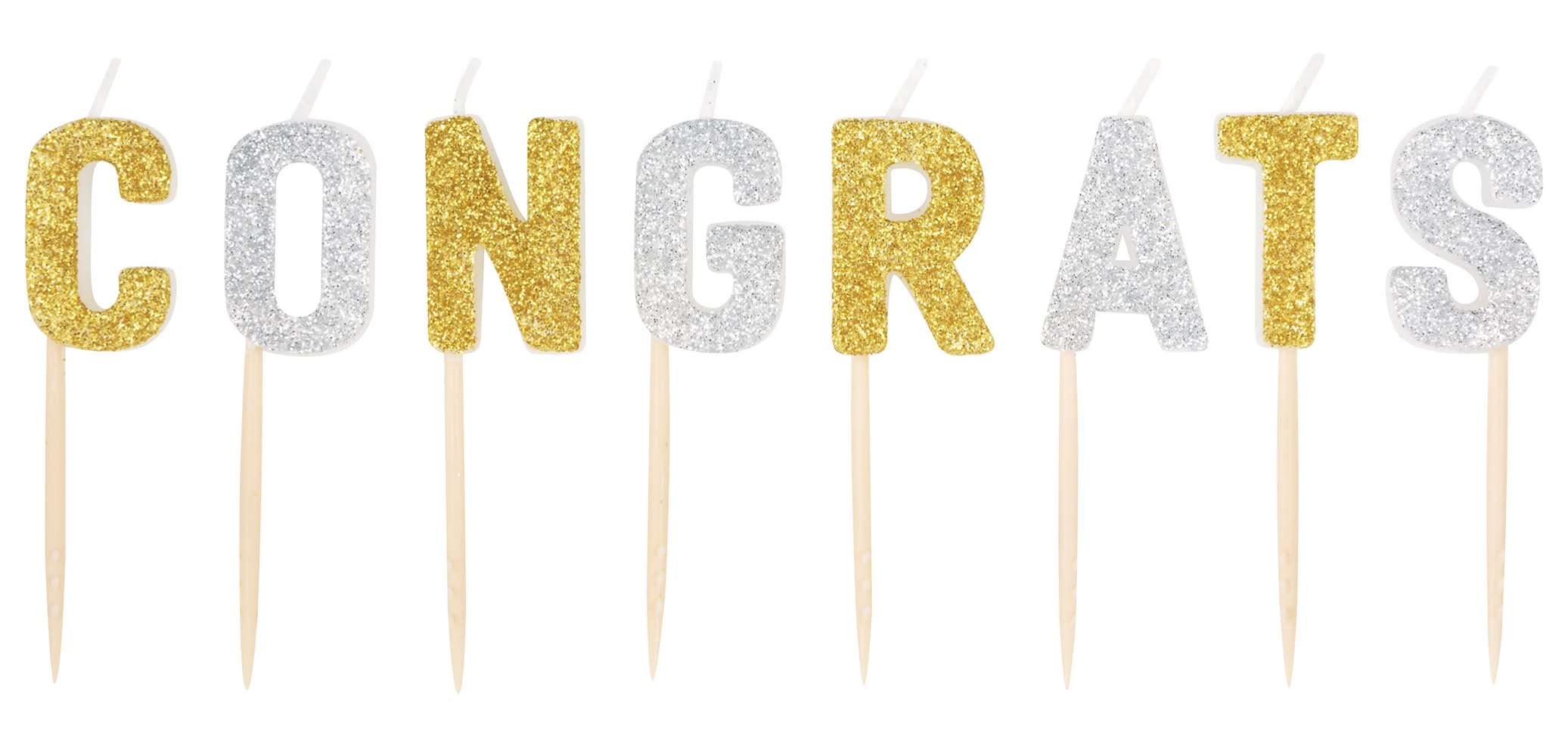 Congrats Glitter Birthday Candles 8-Count
