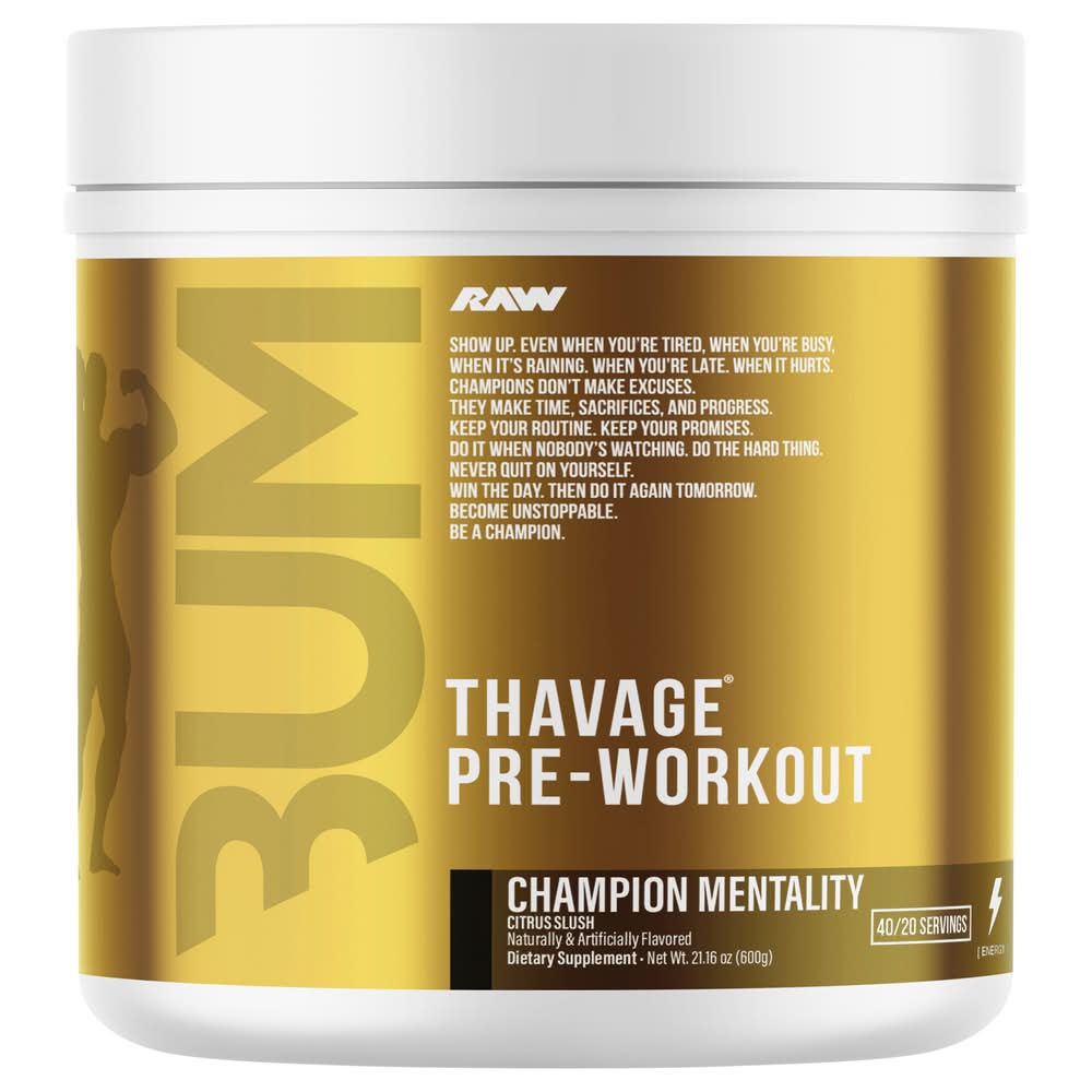 RAW Bum Thavage Pre-Workout Powder, Champion Mentality (21.16 oz)