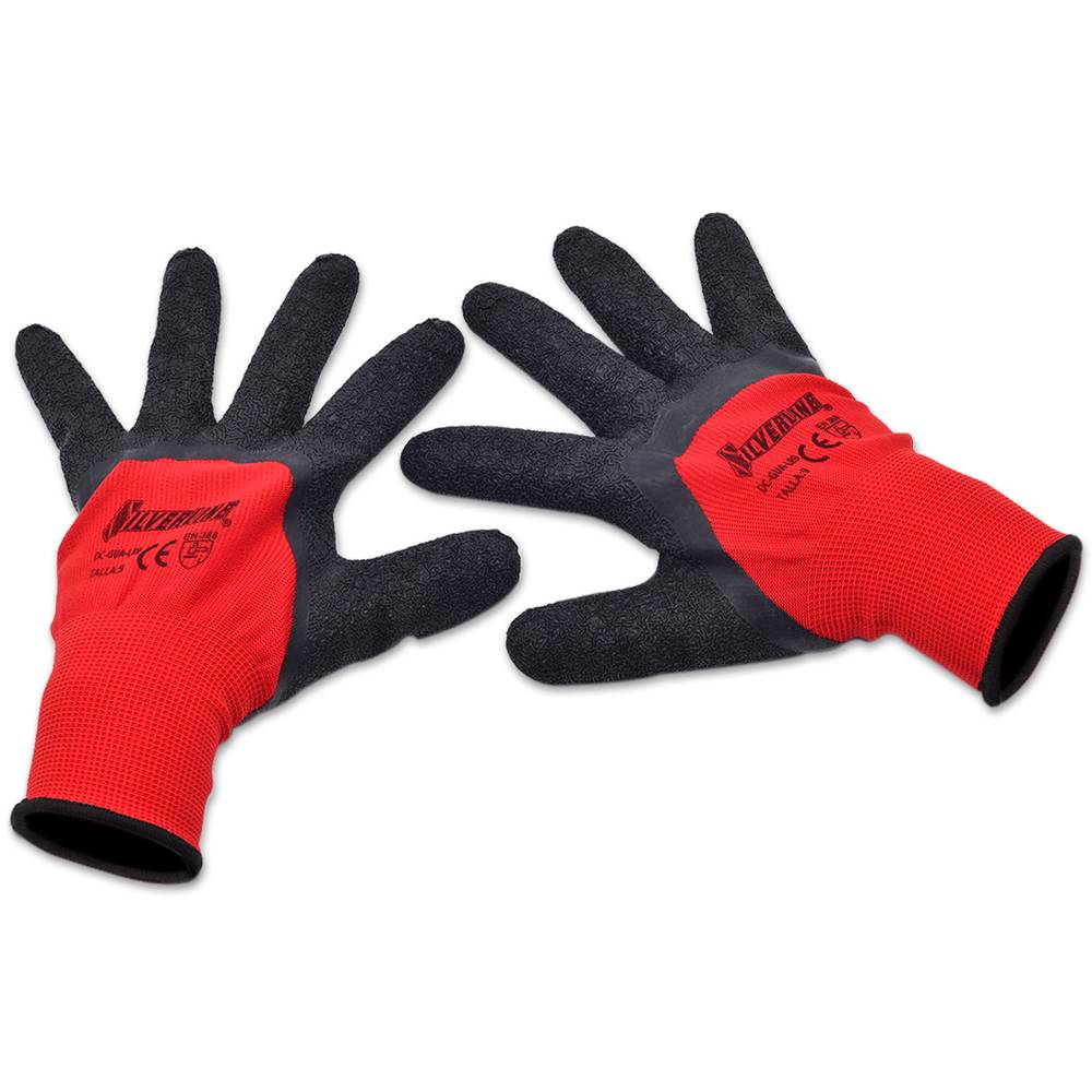 Silverline guantes antiderrapante rojo/negro (1 par)