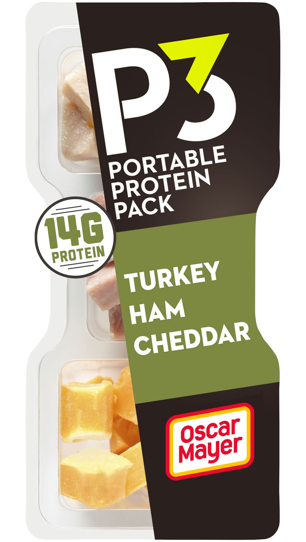 Oscar Mayer Portable Protein Snacks pack, Turkey Ham Cheddar (2.3 oz)