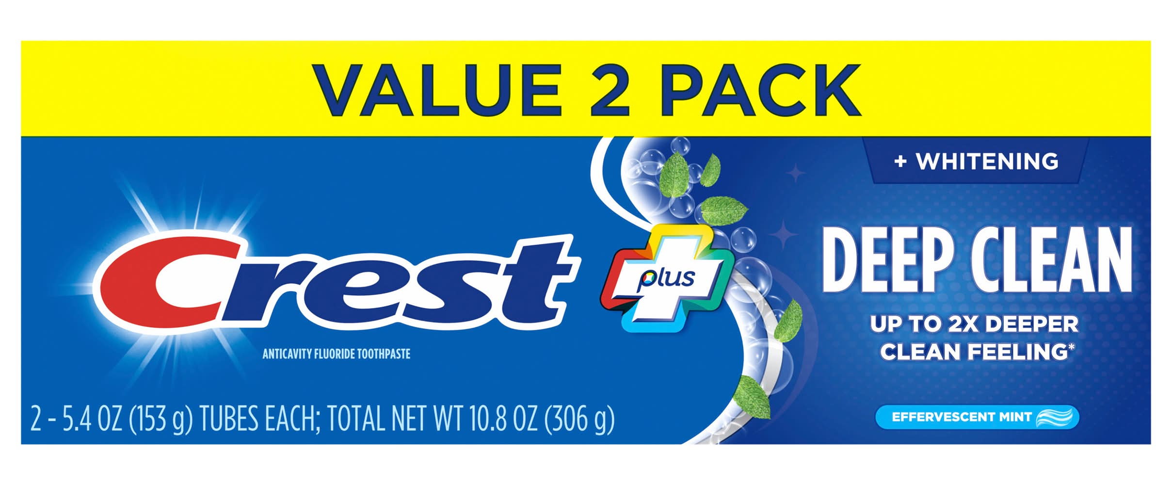 Crest Deep Clean Effervescent Mint Complete Whitening Toothpaste (5.4 oz, 2 ct)