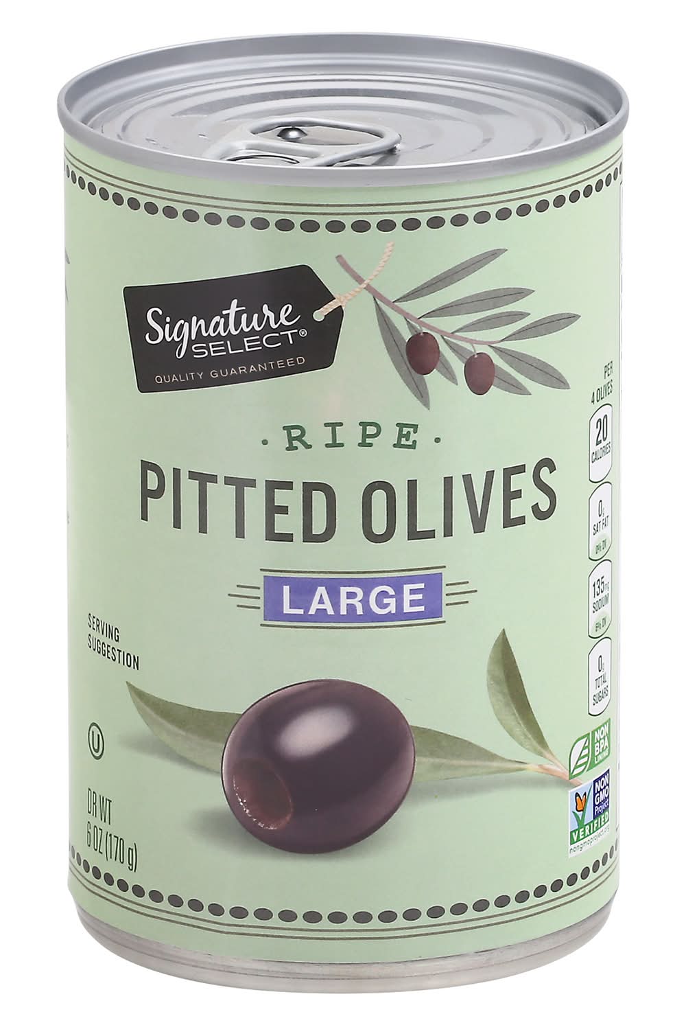 Signature Select Ripe Pitted Olives, L (6 oz)
