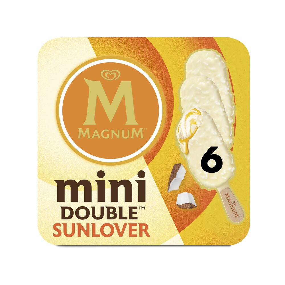 Magnum - Double sun lover glace mini bâtonnet au chocolat blanc mangue et noix de coco (6 pièces)