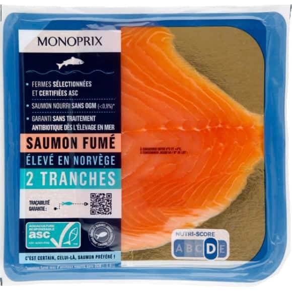 Monoprix Saumon Fumé Élevé En Norvège Asc Le Paquet De 2 Tranches - 70 G