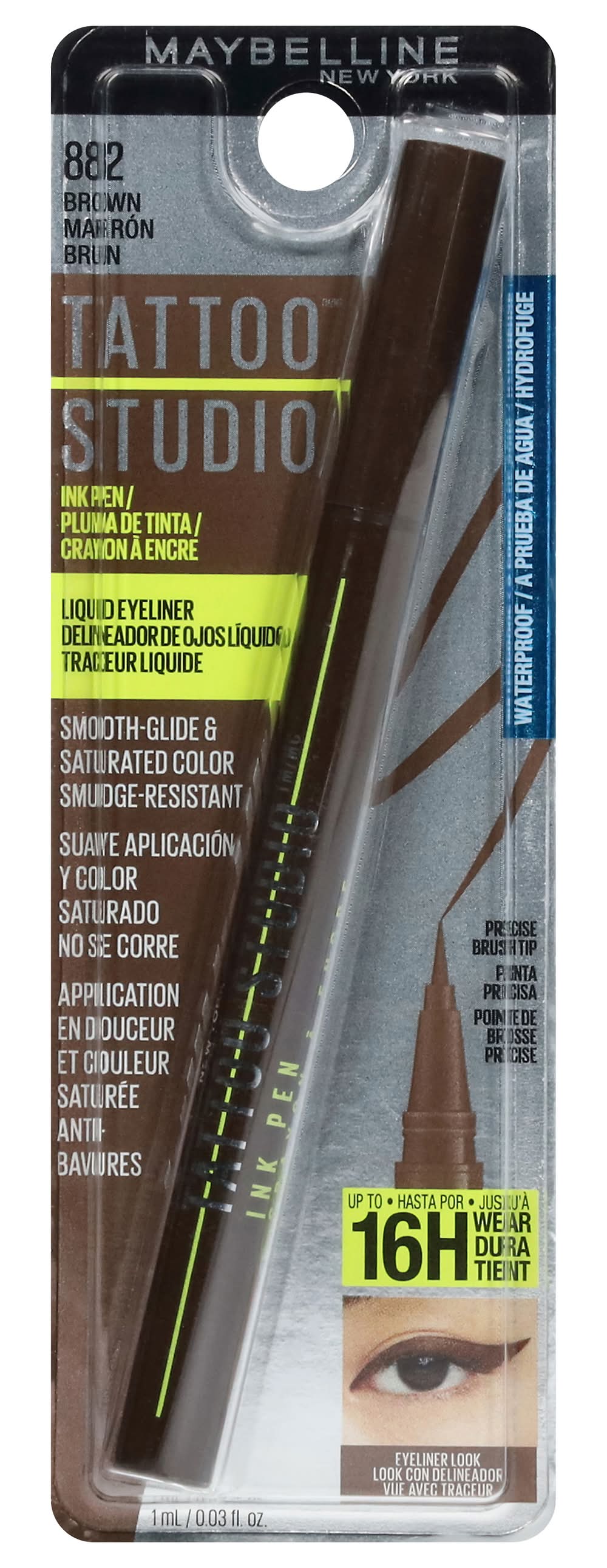 Maybelline Tattoo Studio Liquid Eyeliner, 882 Brown Marron Brun (0.03 fl oz)