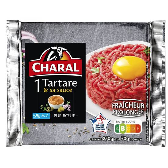 Tartare de bœuf et sa sauce 5% matières grasses Charal 250 g