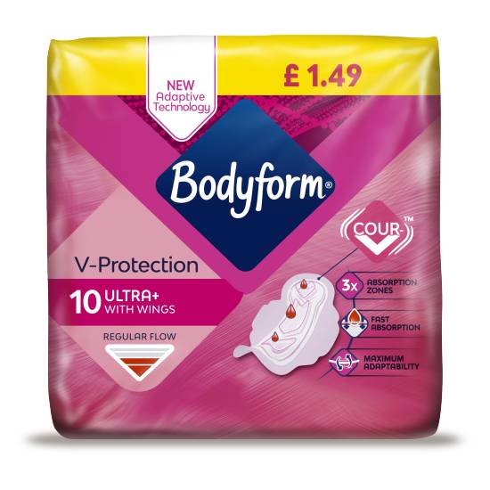 Bodyform V-Protection Ultra Long With Wings Regular Flow (10 pack)