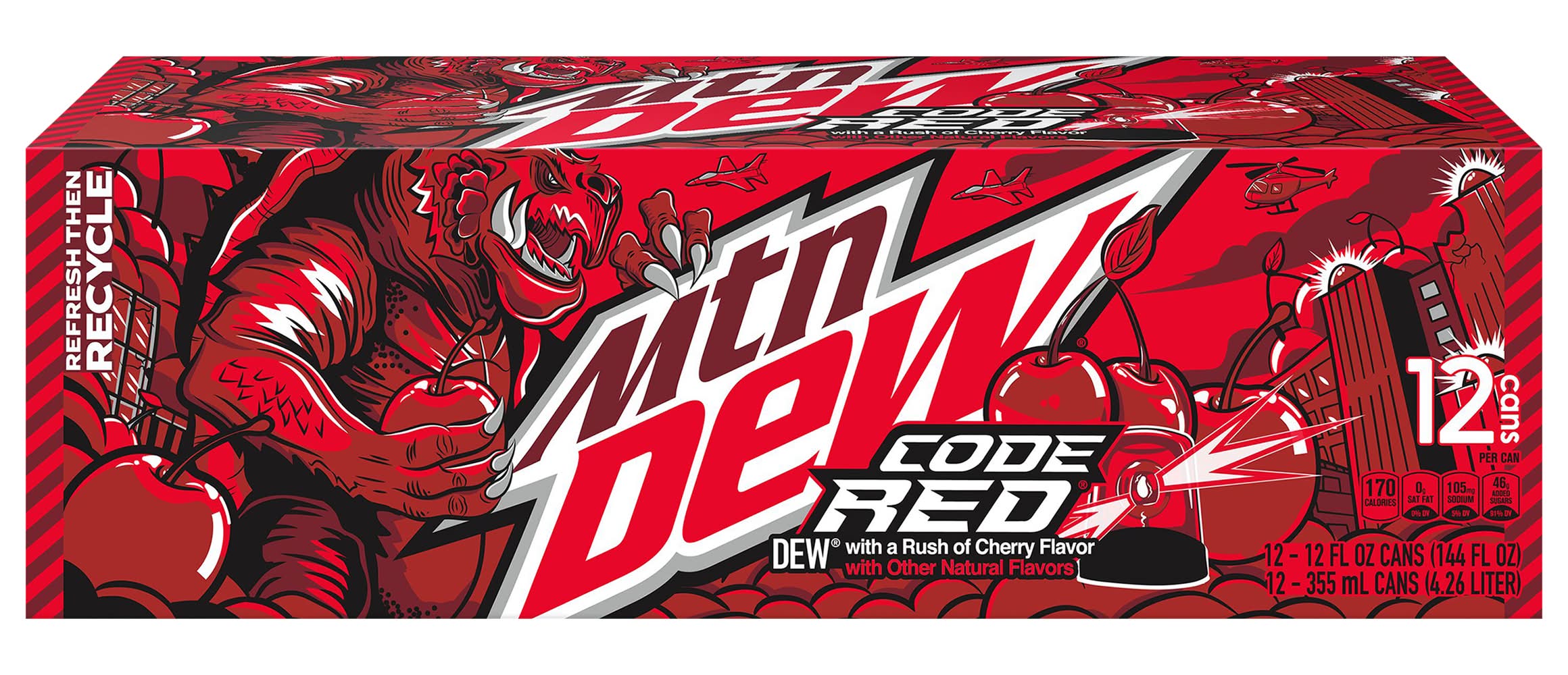Mountain Dew Code Red Soda, Cherry (12 x 12 fl oz)