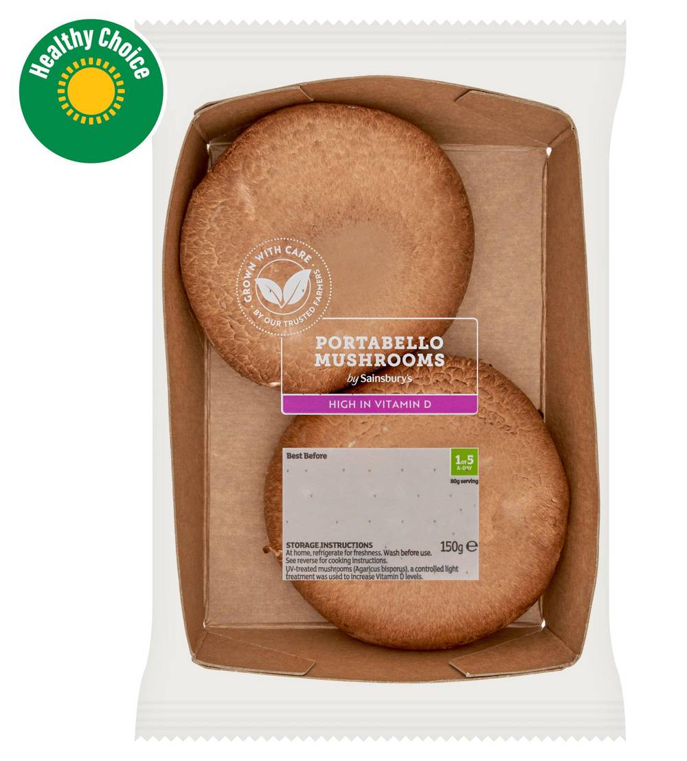 Sainsbury's Portabello Vitamin D Mushrooms 150g
