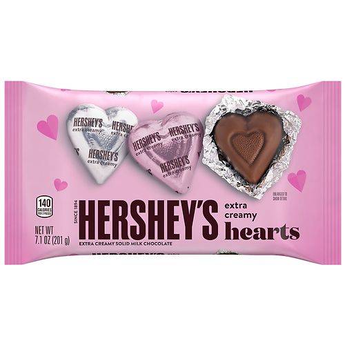 Order Hershey's Hearts Candy, Valentine's Day, Bag Extra Creamy Solid Milk Chocolate - 7.1 oz food online from Walgreens store, Davenport on bringmethat.com