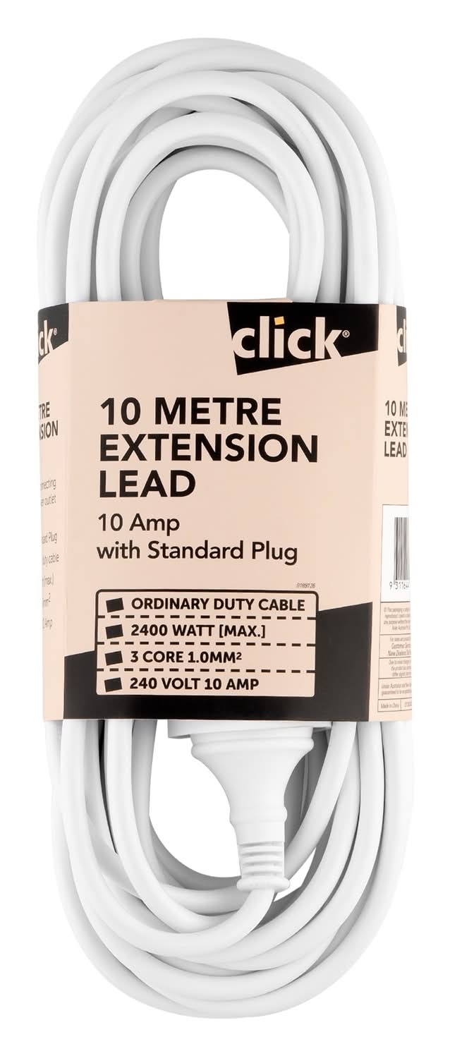 Click 10m White Extension Lead