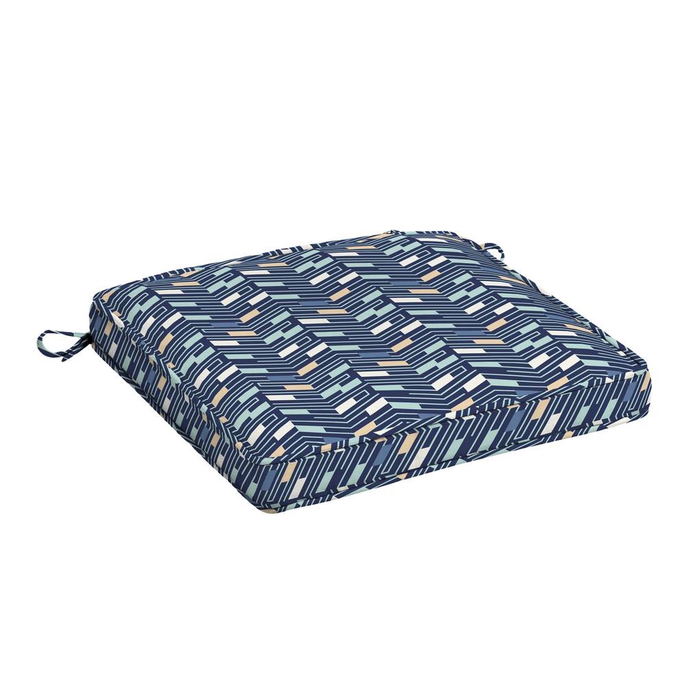 Style Selections 20-in x 20-in Blue Chevron Patio Chair Cushion | HQ16417B-9C8