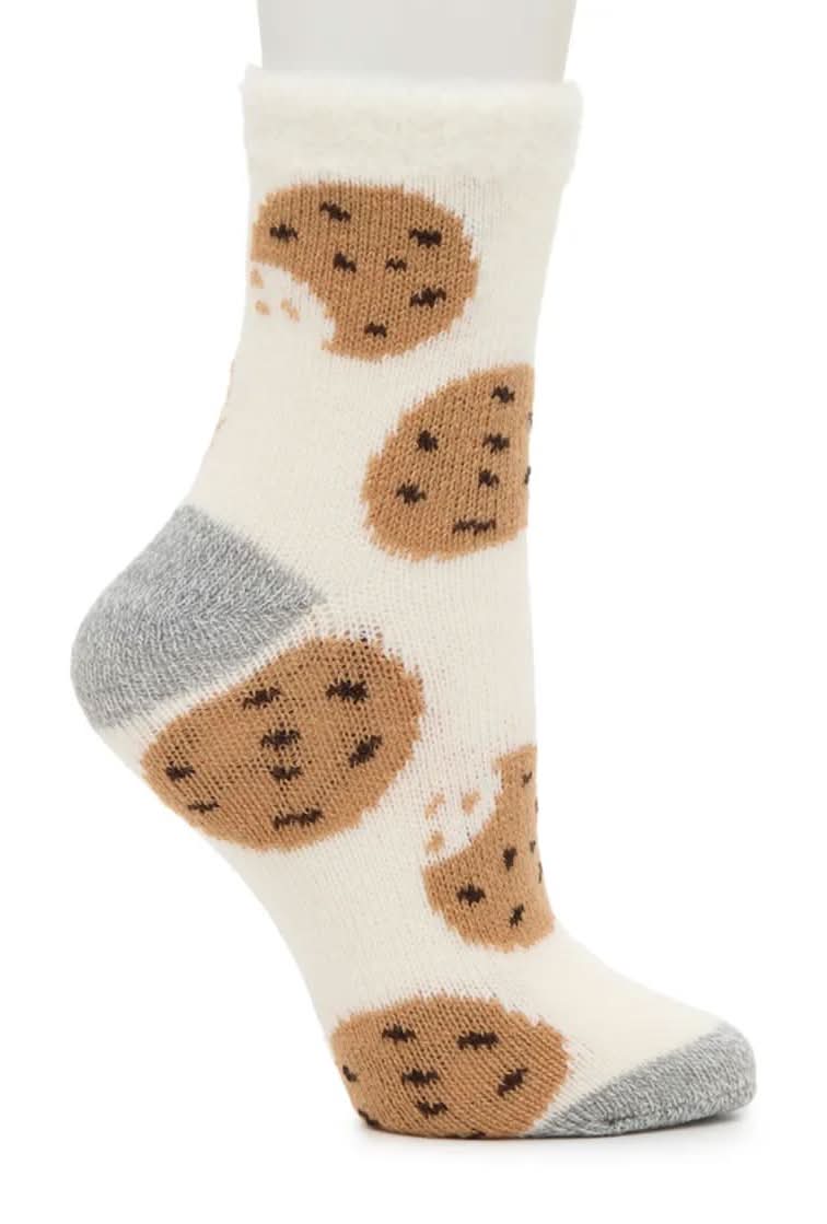 Fireside Cozy Lodge Cookie Women's Crew Socks (White One Size)