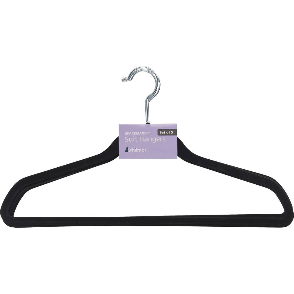 Whitmor Spacemaker Suit Hangers Set Of 5, Black