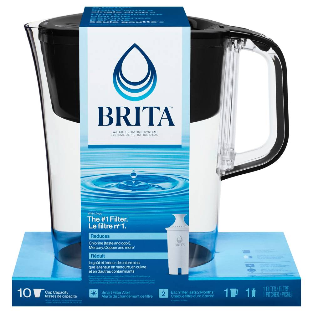 Brita Large Black Cup Water Filter Pitcher With Standard Filter