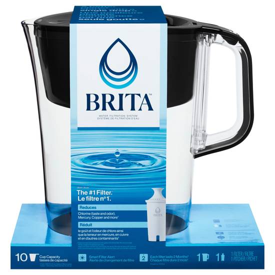 Brita Large Black Cup Water Filter Pitcher With Standard Filter
