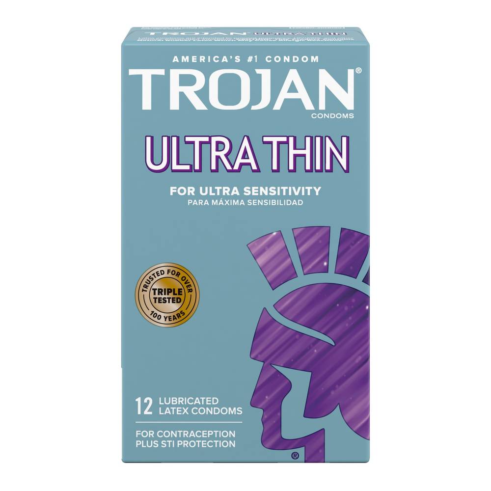 Trojan Ultra Thin Lubricated Latex Condoms (12 ct)