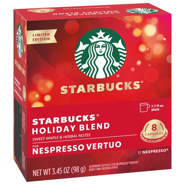 Starbucks Nespresso Vertuo, Holiday Blend, 8Ct