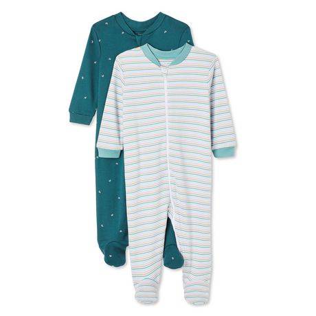 George Infants' Gender Inclusive Sleeper 2-Pack (Color: Teal, Size: 3-6 Months)