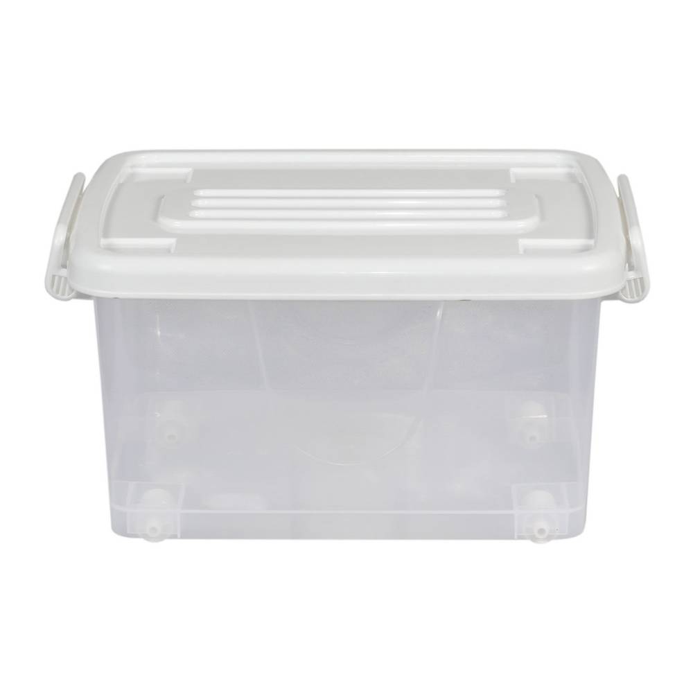 Krea · Caja organizadora con ruedas transparente/blanco