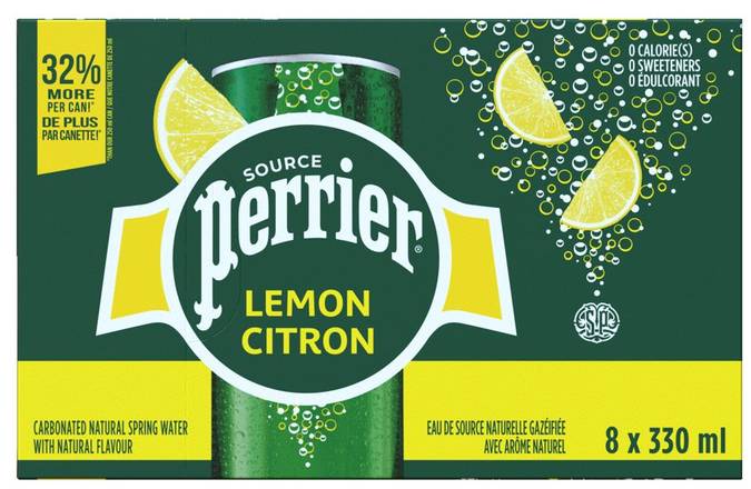 Perrier Carbonated Natural Spring Water (8 pack, 330 ml) (lemon- citron)