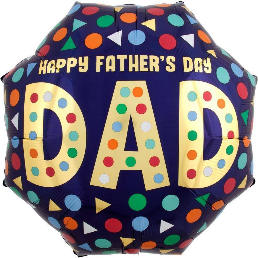 Uninflated Multicolor Shapes Father's Day Octagonal Balloon, 22in