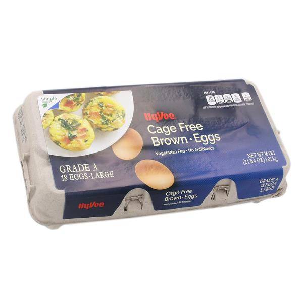 Hy-Vee Cage Free Eggs Grade a, Large, Brown (2 oz, 18 ct)