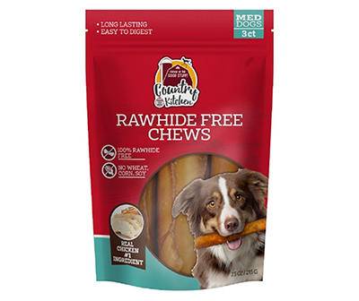 Medium Chicken Rawhide-Free Dog Chew Treats, 3-Count