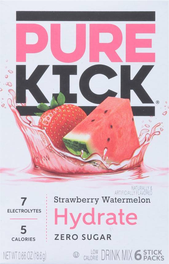 Pure Kick Zero Sugar Hydrate Drink Mix Stick (6 ct, 0.66 oz) (strawberry-watermelon)