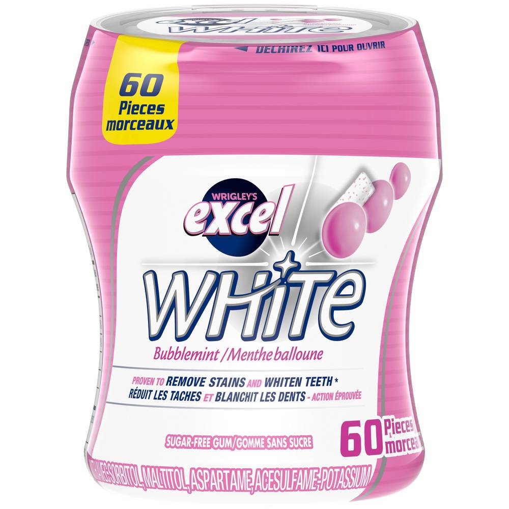 Wrigley's Excel White Bubblemint Gums (60 g)