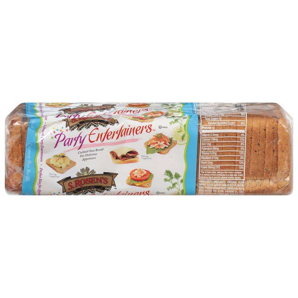 S. Rosen's Party Entertainers Caraway Rye Cocktail Size Bread (12 oz)