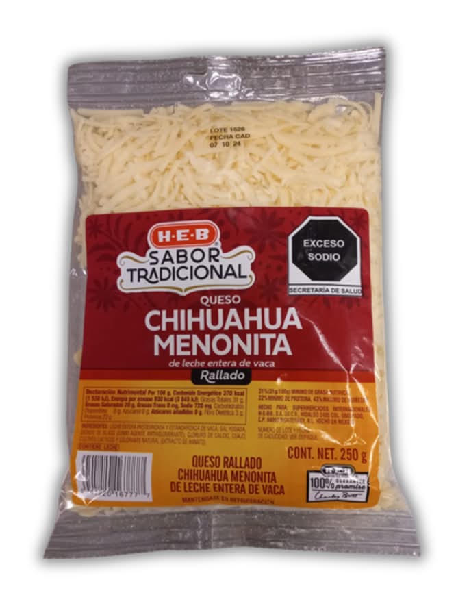 H-E-B · Queso chihuahua menonita rallado (250 g)