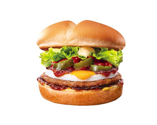 【単品】和風半熟月見 旨辛てりやきバーガー Japanese-Style Spicy Teriyaki Burger with Soft-Boiled Egg