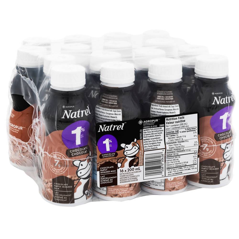 Natrel Chocolate Milk 200 Ml, 16-Count