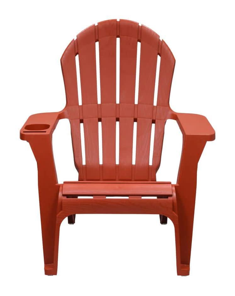 Stylewell Chili Red Plastic Adirondack Chair With Cup And Phone Holder