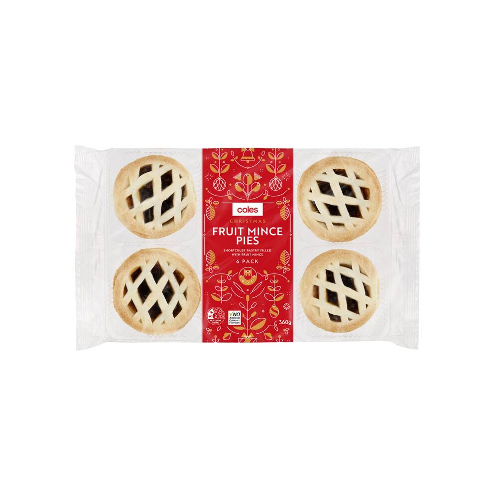 Coles Christmas Lattice Fruit Mince Pies (360g, 6 pack)