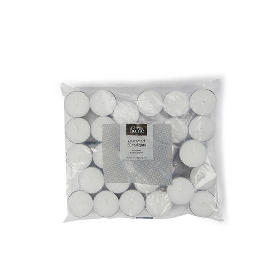 George Home Unscented 8 Hour Burn Tealights 30pk