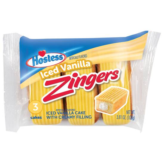 Hostess Zingers Artificially Cake With Creamy Filling (3 ct) (iced vanilla )