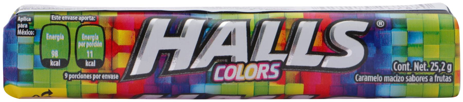 Halls · Caramelo macizo colors, frutas (9 un)