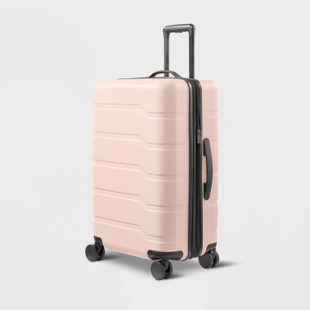 Open Story Hardside Checked Suitcase, M, Pink